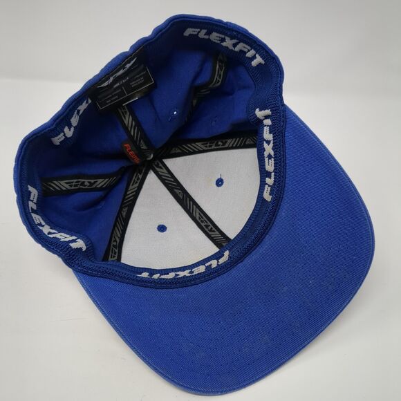 Fly Racing Fitted Hat Blue S/M Flexfit Solid 6 Panel Outdoor Stretch - Picture 6 of 8